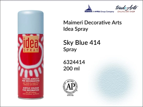 Idea Spray Paint for Decoration - Sky Blue 414, farba akrylowa w sprayu Sky Blue 414 Idea Spray, Idea Spray farba akrylowa Sky Blue 414 w sprayu, farba akrylowa w sprayu, farby w aerozolu, Maimeri Idea Spray,