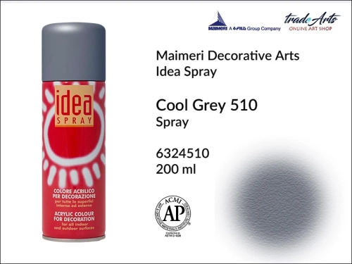 Idea Spray Paint for Decoration - Cool Grey 510, farba akrylowa w sprayu Cool Grey 510 Idea Spray, Idea Spray farba akrylowa Cool Grey 510 w sprayu, farba akrylowa w sprayu, farby w aerozolu, Maimeri Idea Spray,