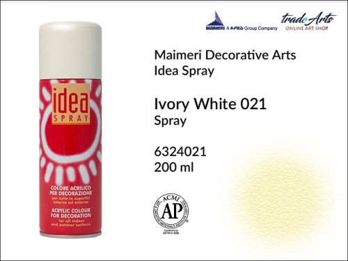 Idea Spray Paint for Decoration - Ivory White 021, farba akrylowa w sprayu Ivory White 021 Idea Spray, Idea Spray farba akrylowa Ivory White 021 w sprayu, farba akrylowa w sprayu, farby w aerozolu, Maimeri Idea Spray,