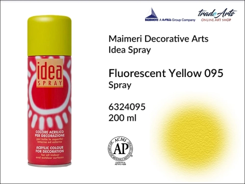 Idea Spray Paint for Decoration - Fluo Yellow 095, farba akrylowa w sprayu Fluo Yellow 095 Idea Spray, Idea Spray farba akrylowa Fluo Yellow 095 w sprayu, farba akrylowa w sprayu, farby w aerozolu, Maimeri Idea Spray,