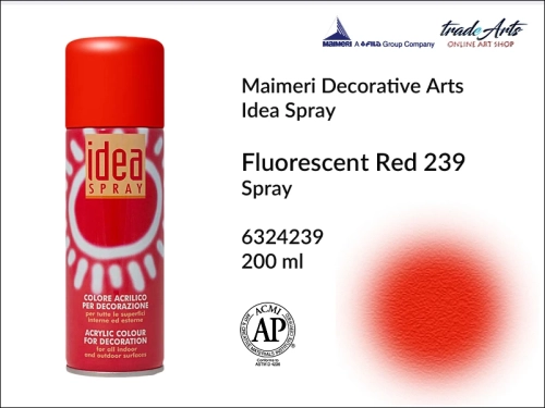 Idea Spray Paint for Decoration - Fluo Red 239, farba akrylowa w sprayu Fluo Red 239 Idea Spray, Idea Spray farba akrylowa Fluo Red 239 w sprayu, farba akrylowa w sprayu, farby w aerozolu, Maimeri Idea Spray,