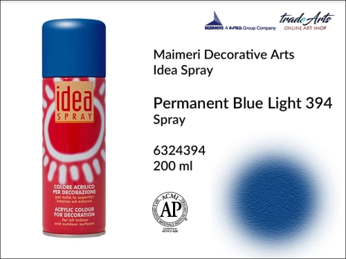 Idea Spray Paint for Decoration - Permanent Blue Light 394, farba akrylowa w sprayu Permanent Blue Light 394 Idea Spray, Idea Spray farba akrylowa Permanent Blue Light 394 w sprayu, farba akrylowa w sprayu, farby w aerozolu, Maimeri Idea Spray,