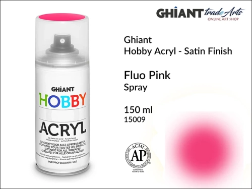 Farba akrylowa fluo w aerozolu Ghiant Fluo Pink 15009, Ghiant Fluo Pink 15009 farba akrylowa Ghiant fluo w aerozolu, farby fluo akrylowe w sprayu, farby akrylowe, farba fluo akrylowa, farby fluorescencyjne akrylowe, Ghiant fluo,
