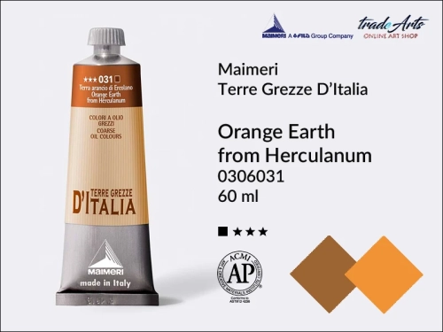 Maimeri Oil Terre Grezze d'Italia - Orange Earth from Herculanum 031, farba olejna Orange Earth from Herculanum 031 tuba 60 ml, Maimeri farba olejna Terre Grezze Orange Earth 031, farby olejne ziemie włoskie, farby olejne  Maimeri Terre Grezze,