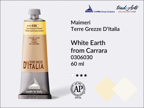 Maimeri Oil Terre Grezze d'Italia - White Earth from Carrara 030, farba olejna White Earth from Carrara 030 tuba 60 ml, Maimeri farba olejna Terre Grezze White Earth from Carrara 030, farby olejne ziemie włoskie, farby olejne  Maimeri Terre Grezze,