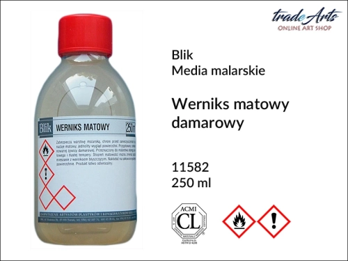 Werniks damarowy matowy Blik, Blik - werniks damarowy matowy, werniks matowy do akryli, werniks matowy do malarstwa olejnego, werniks, damara,  tradearts,