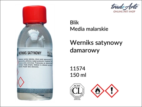 Werniks damarowy satynowy Blik, Blik - werniks damarowy satynowy, werniks satynowy do akryli, werniks satynowy do malarstwa olejnego, tradearts,