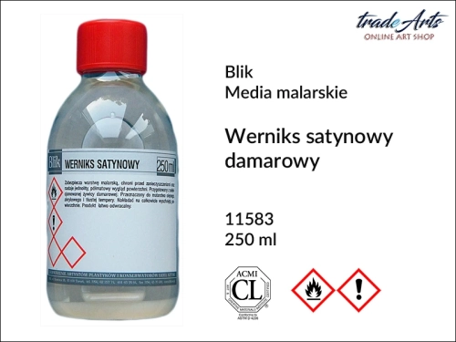 Werniks damarowy satynowy Blik, Blik - werniks damarowy satynowy, werniks satynowy do akryli, werniks satynowy do malarstwa olejnego, tradearts,