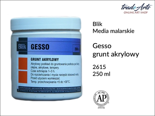 Gesso akrylowe Blik, podkład malarski Blik, Blik - gesso akrylowe, gesso białe akrylowe, tradearts,