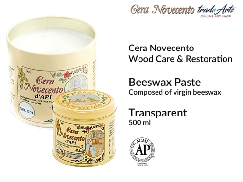 Cera Novecento  Transparent Beeswax Paste, wosk bezbarwny pszczeli w paście Cera Novecento d'Api, wosk pszczeli bezbarwny  do konserwacji parkietów, wosk pszczeli bezbarwny, podłogi, parkiet, wosk, wosk pszczeli,
