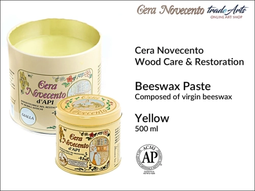 Cera Novecento  Yellow Beeswax Paste, wosk żółty pszczeli w paście Cera Novecento d'Api, wosk pszczeli żółty  do konserwacji parkietów, wosk pszczeli żółty w paście, podłogi, parkiet, wosk, wosk pszczeli,