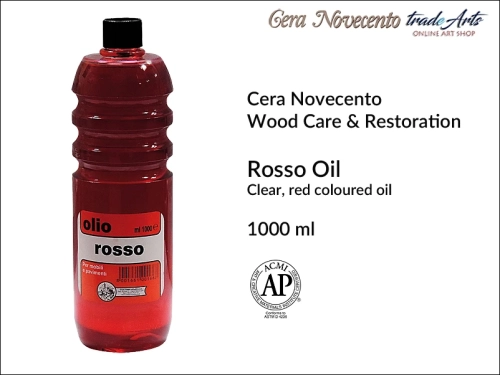 Rosso Oil Cera Novecento 1000 ml, Cera Novecento Rosso Oil olej czerwony do politurowania,  olej do drewna czerwony Rosso Oil olej do regeneracji drewna Rosso Oil, olej do drewna, konserwacja, drewno, olej,