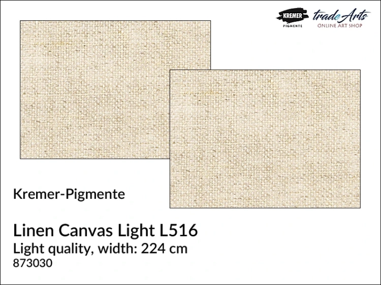 Linen Canvas Light L516 Kremer-Pigmente, płótno malarskie lniane L516 Kremer-Pigmente, Kremer-Pigmente płótno malarskie lniane L516, płótno malarskie lniane L516, canvas, Cotton Duck Canvas L521, tradearts,