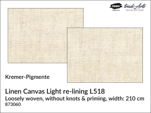 Płótno malarskie lniane dublażowe Linen Canvas Light re-lining L518 Kremer-Pigmente,  cena za 1 mb.