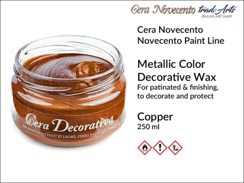 Cera Novecento Decorativa Copper Wax 250 ml, wosk metaliczny Copper 250 ml Cera Novecento Decorativa, wosk metaliczny kolor miedzi do decoupage, wosk metaliczny do cérusé kolor miedzi, wosk metaliczny do zdobienia,