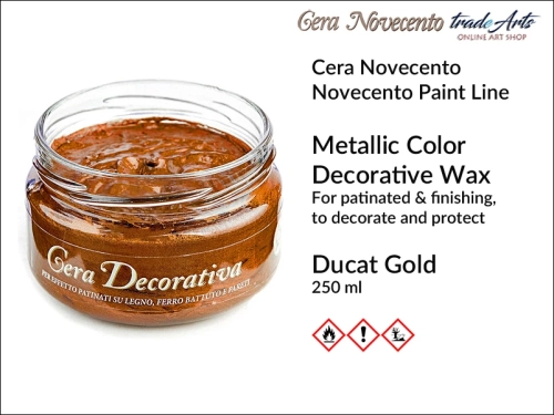 Cera Novecento Decorativa Ducat Gold Wax 250 ml, wosk metaliczny Ducat Gold 250 ml Cera Novecento Decorativa, wosk metaliczny złoto dukatowe do decoupage, wosk metaliczny do cérusé Ducat Gold, wosk metaliczny złoto dukatowe,