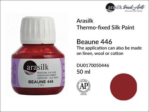 Arasilk Thermo-fixed Silk Paint 50 ml Beaune 446, farba do jedwabiu Beaune 446 Dupont Arasilk, Dupont Arasilk - farba do jedwabiu Beaune 446, farba do zdobienia jedwabiu, zdobienie jedwabiu, farby do jedwabiu, Arasilk, Dupont,