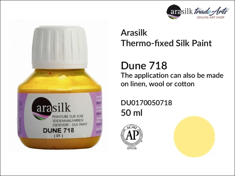 Arasilk Thermo-fixed Silk Paint 50 ml Dune 718, farba do jedwabiu Dune 718 Dupont Arasilk, Dupont Arasilk - farba do jedwabiu Dune 718, farba do zdobienia jedwabiu, zdobienie jedwabiu, farby do jedwabiu, Arasilk, Dupont,