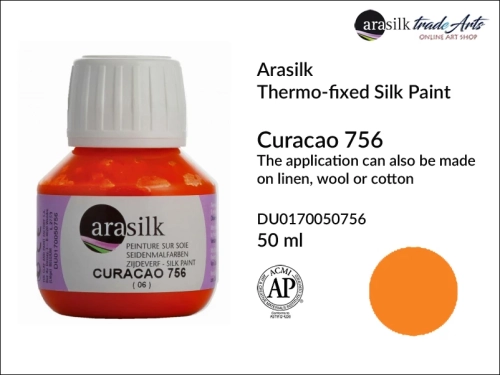 Arasilk Thermo-fixed Silk Paint 50 ml Curacao 756, farba do jedwabiu Curacao 756 Dupont Arasilk, Dupont Arasilk - farba do jedwabiu Curacao 756, farba do zdobienia jedwabiu, zdobienie jedwabiu, farby do jedwabiu, Arasilk, Dupont,