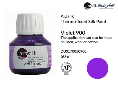 Arasilk Thermo-fixed Silk Paint 50 ml Violet 900, farba do jedwabiu Violet 900 Dupont Arasilk, Dupont Arasilk - farba do jedwabiu Violet 900, farba do zdobienia jedwabiu, zdobienie jedwabiu, farby do jedwabiu, Arasilk, Dupont,