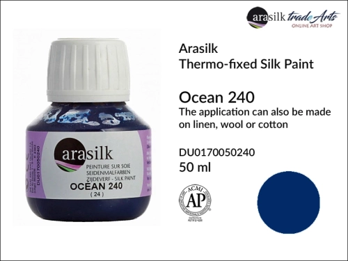 Arasilk Thermo-fixed Silk Paint 50 ml Ocean 240, farba do jedwabiu Ocean 240 Dupont Arasilk, Dupont Arasilk - farba do jedwabiu Ocean 240, farba do zdobienia jedwabiu, zdobienie jedwabiu, farby do jedwabiu, Arasilk, Dupont,