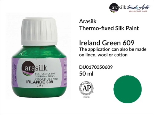 Arasilk Thermo-fixed Silk Paint 50 ml Ireland Green 609, farba do jedwabiu Ireland Green 609 Dupont Arasilk, Dupont Arasilk - farba do jedwabiu Ireland Green 609, farba do zdobienia jedwabiu, zdobienie jedwabiu, farby do jedwabiu, Arasilk, Dupont,
