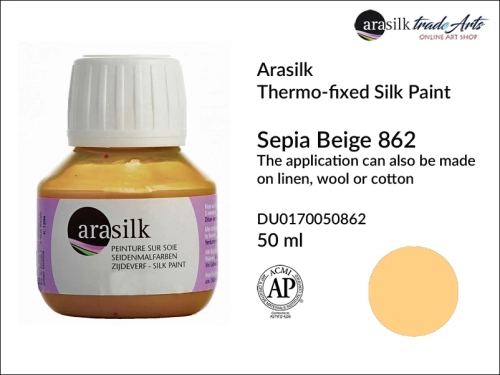 Arasilk Thermo-fixed Silk Paint 50 ml Sepia Beige 862, farba do jedwabiu Sepia Beige 862 Dupont Arasilk, Dupont Arasilk - farba do jedwabiu Sepia Beige 862, farba do zdobienia jedwabiu, zdobienie jedwabiu, farby do jedwabiu, Arasilk,