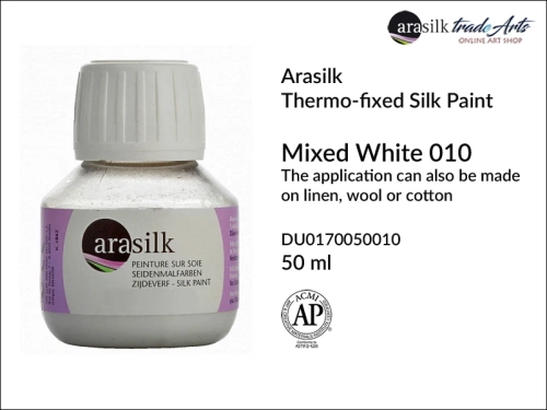 Arasilk Thermo-fixed Silk Paint 50 ml Mixed White 010, farba do jedwabiu Mixed White 010 Dupont Arasilk, Dupont Arasilk - farba do jedwabiu Mixed White 010, farba do zdobienia jedwabiu, zdobienie jedwabiu, farby do jedwabiu, Arasilk,