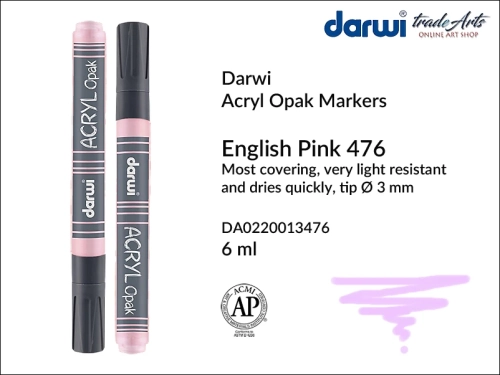 Darwi Acryl Opak Marker Eglish Pink 476, marker akrylowy English Pink 476 Darwi Acryl Opak, pisak akrylowy kryjący English Pink 476 Darwi Acryl Opak, farba akrylowa kryjąca w pisaku, pisaki akrylowe, markery, pisaki, Darwi,