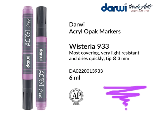 Darwi Acryl Opak Marker Wisteria 933, marker akrylowy Wsteria 933 Darwi Acryl Opak, pisak akrylowy kryjący Wisteria 933 Darwi Acryl Opak, farba akrylowa kryjąca w pisaku, pisaki akrylowe, markery, pisaki, Darwi,