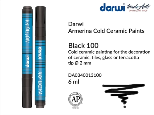 Darwi Armerina Marker Black 100, marker do szkła i ceramiki Black 100 Darwi Armerina, Darwi Armerina - pisak do zdobienia szkła i ceramiki,  marker do ceramiki i szkła Darwi Armerina, pisaki do zdobienia ceramiki, marker, pisak,
