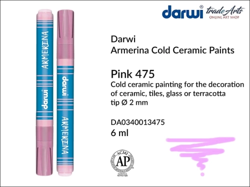 Darwi Armerina Marker Pink 475, marker do szkła i ceramiki Pink 475 Darwi Armerina, Darwi Armerina - pisak do zdobienia szkła i ceramiki,  marker do ceramiki i szkła Darwi Armerina, pisaki do zdobienia ceramiki, marker, pisak,