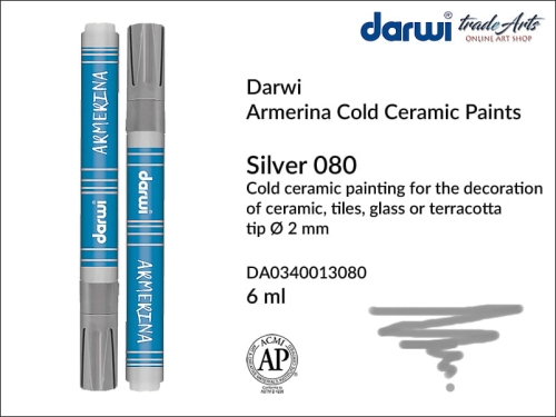 Darwi Armerina Marker Silver 080, marker do szkła i ceramiki Silver 080 Darwi Armerina, Darwi Armerina - pisak do zdobienia szkła i ceramiki,  marker do ceramiki i szkła Darwi Armerina, pisaki do zdobienia ceramiki, marker, pisak,