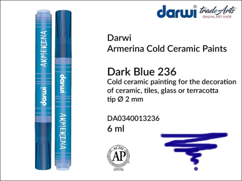 Darwi Armerina Marker Dark Blue 236, marker do szkła i ceramiki Dark Blue 236 Darwi Armerina, Darwi Armerina - pisak do zdobienia szkła i ceramiki,  marker do ceramiki i szkła Darwi Armerina, pisaki do zdobienia ceramiki, marker, pisak,