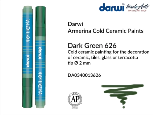 Darwi Armerina Marker Dark Green 626, marker do szkła i ceramiki Dark Green 626 Darwi Armerina, Darwi Armerina - pisak do zdobienia szkła i ceramiki,  marker do ceramiki i szkła Darwi Armerina, pisaki do zdobienia ceramiki, marker, pisak,