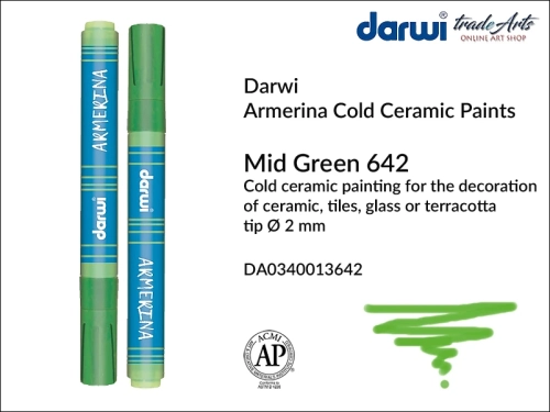 Darwi Armerina Marker Mid Green 642, marker do szkła i ceramiki Mid Green 642 Darwi Armerina, Darwi Armerina - pisak do zdobienia szkła i ceramiki,  marker do ceramiki i szkła Darwi Armerina, pisaki do zdobienia ceramiki, marker, pisak,