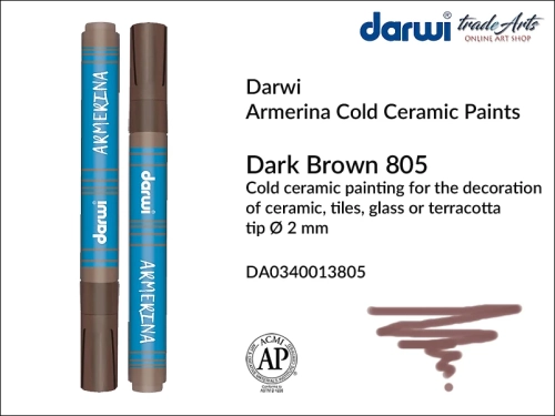 Darwi Armerina Marker Dark Brown 805, marker do szkła i ceramiki Dark Brown 805 Darwi Armerina, Darwi Armerina - pisak do zdobienia szkła i ceramiki,  marker do ceramiki i szkła Darwi Armerina, pisaki do zdobienia ceramiki, marker, pisak,