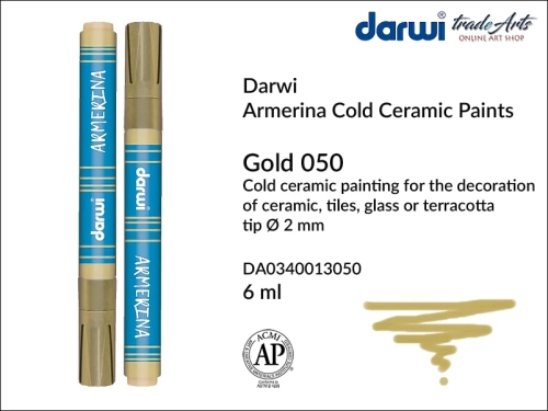 Darwi Armerina Marker Gold 050, marker do szkła i ceramiki Gold 050 Darwi Armerina, Darwi Armerina - pisak do zdobienia szkła i ceramiki,  marker do ceramiki i szkła Darwi Armerina, pisaki do zdobienia ceramiki, marker, pisak,