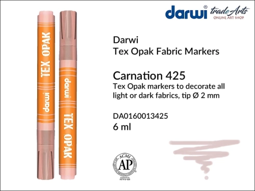 Darwi Tex Opak Marker Carnation 425, pisak do tkanin Carnation 425  Darwi Tex Opak, Darwi Tex Opak - marker do zdobienia tkanin, marker do zdobienia tkanin Darwi Tex Opak, markery do tkanin, pisaki do tkanin, Darwi Tex Opak,
