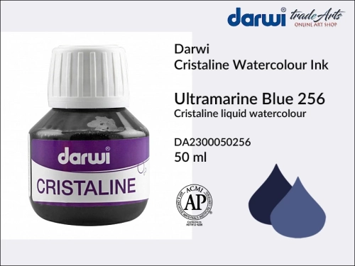 Darwi Cristaline Watercolour Ink Ultramarine Blue 256, akwarela w płynie Ultramarine Blue 256 Darwi Cristaline, Darwi Cristaline - tusz akwarela w płynie,  tusz kaligraficzny, tusz rysunkowy, płynna akwarela, akwarela,  Darwi Cristaline,