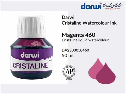 Darwi Cristaline Watercolour Ink Magenta 460, akwarela w płynie Magenta 460 Darwi Cristaline, Darwi Cristaline - tusz akwarela w płynie,  tusz kaligraficzny, tusz rysunkowy, płynna akwarela, akwarela,  Darwi Cristaline,