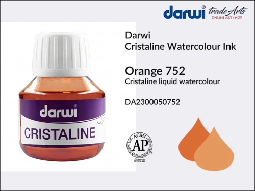 Darwi Cristaline Watercolour Ink Orange 752, akwarela w płynie Orange 752 Darwi Cristaline, Darwi Cristaline - tusz akwarela w płynie,  tusz kaligraficzny, tusz rysunkowy, płynna akwarela, akwarela,  Darwi Cristaline,