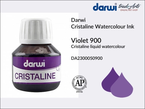 Darwi Cristaline Watercolour Ink Violet 900, akwarela w płynie Violet 900 Darwi Cristaline, Darwi Cristaline - tusz akwarela w płynie,  tusz kaligraficzny, tusz rysunkowy, płynna akwarela, akwarela,  Darwi Cristaline,