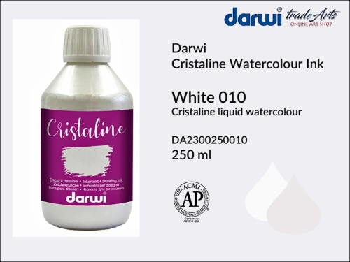 Darwi Cristaline Watercolour Ink White 010, akwarela w płynie White 010 Darwi Cristaline, Darwi Cristaline - tusz akwarela w płynie,  tusz kaligraficzny, tusz rysunkowy, płynna akwarela, akwarela,  Darwi Cristaline,