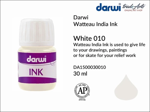Darwi India Ink made from water and shellac White 010. tusz indyjski szelakowy White 010 Darwi India Ink Ink, Darwi India Ink tusz indyjski  na szelaku,  tusz kaligraficzny, tusz rysunkowy, tusz indyjski, Darwi Indian Ink,