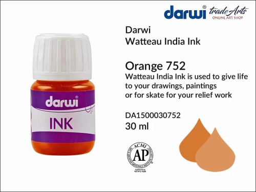 Darwi India Ink made from water and shellac Orange 752. tusz indyjski szelakowy Orange 752 Darwi India Ink Ink, Darwi India Ink tusz indyjski  na szelaku,  tusz kaligraficzny, tusz rysunkowy, tusz indyjski, Darwi Indian Ink,