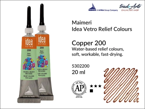 Maimeri Idea Vetro Relief Copper 200, konturówka do szkła Copper 200 Idea Vetro, relief do szkła Silver 003 Maimeri Idea Vetro,  zdobienie szkła, witraż, reliefy, ozdabianie, konturówka, Idea Vetro, szkło, ceramika,