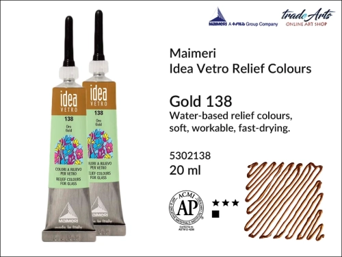 Maimeri Idea Vetro Relief Gold 138, konturówka do szkła Gold 138  Idea Vetro, relief do szkła Silver 003 Maimeri Idea Vetro,  zdobienie szkła, witraż, reliefy, ozdabianie, konturówka, Idea Vetro, szkło, ceramika,