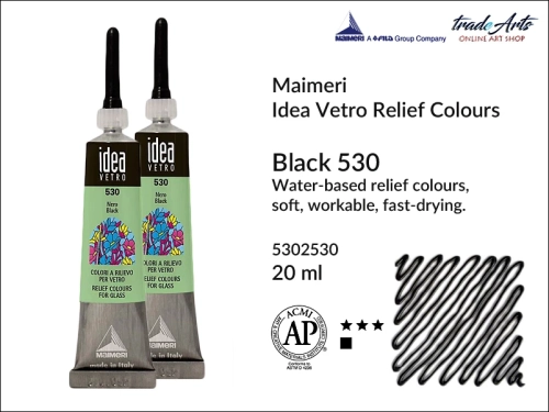 Maimeri Idea Vetro Relief Black 530, konturówka do szkła Black 530 Idea Vetro, relief do szkła Silver 003 Maimeri Idea Vetro,  zdobienie szkła, witraż, reliefy, ozdabianie, konturówka, Idea Vetro, szkło, ceramika,