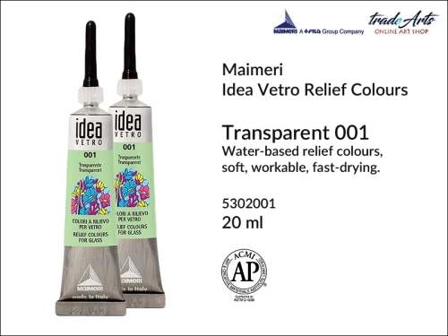 Maimeri Idea Vetro Relief Transparent 001, konturówka do szkła Transparent 001 Idea Vetro, relief do szkła Transparent 001 Maimeri Idea Vetro,  zdobienie szkła, witraż, reliefy, ozdabianie, konturówka, Idea Vetro, szkło, ceramika,